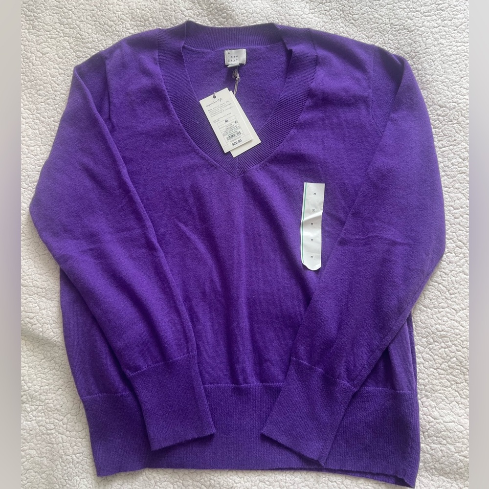 Brand New with Tags a New Day Purple V-Neck Sweater